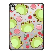 iPad 10.9-inch (10th gen) iPad Impact Case Cute Frog with Peach Cherry Strawberry - Kawaii Animal with Flower & Fruit