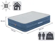 2.03m x 1.52m x 46cm Fortech Snugable Top Air Inflatable Mattress Queen Built-in AC Pump