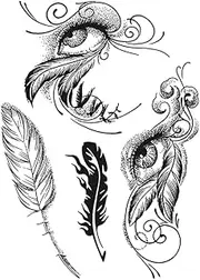 Semi-Permanent Tattoo,Feather HC-BB-895,Feather Tattoos,Lasts 1-2 Weeks,Real Tattoo Look,Resilience,Water-Resistant,18 x 11 cm