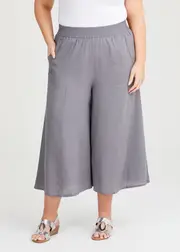 [TS] Taking Shape Palazzo Linen Bamboo Crop Pant Size 10 in Shadow - Plus Size Women's Clothing Shadow