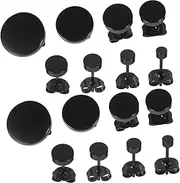 [BESPORTBLE] 8 Pairs Men Stud Earrings: Titanium Steel Stud Earrings Set with Black Round Flat - Classic and Elegant Male Pierced Ear Jewelry for Cosplay Parties Festivals Holidays