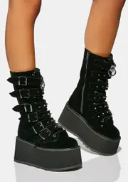 [Demonia] Velvet Prizm Heist Buckle Boots