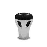 SAAS Chrome Gear Knob Shift Knob Shifter Lever - Black Leather Inserts