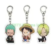 Set of 3 OP Anime Acrylic Keychain Monkey D. Luffy Roronoa Zoro Sanji v5