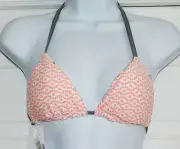 Splendid Astoria Reversible Sliding Triangle Bikini Top Sz M Aqua Gray OrangeK15