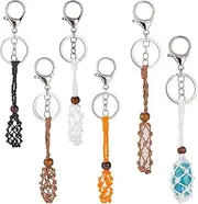 SUNNYCLUE 1 Box 8Pcs Metal Crystal Holder Keychain Bulk Stone Holder Key Chains Alloy Black White Adjustable Empty Gemstone Closures Extender Holders Key Chain for jewellery Making Necklace Bracelet D