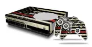 Skin XBOX One S Console Controller Painted Cracked Red Line USA American Flag