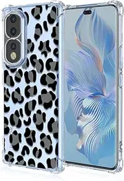 TAUYN Case for Honor 90 Pro, Transparent Silicone Leopard Pattern Girls Protective Case, Soft TPU Bumper Shock Absorption Mobile Phone Case, Leopard