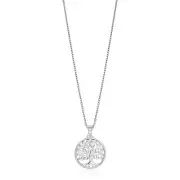 Sterling Silver Round Spiral Motif Tree of Life Necklace