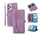 017 Phone case zipper multi card wallet case for iPhone15Plus