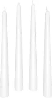 4 Pack Tall Taper Candles - 10 Inch White Dripless, Unscented Dinner Candle - Paraffin Wax with Cotton Wicks - 8 Hour Burn Time