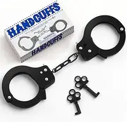 AUYYOSK Toy Metal Handcuffs with Key,Safety Party Supplies Accessory Pretend Play Hand Cuffs for Kids Children (Black)