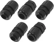 X AUTOHAUX 12.3mm / PG7 Cable Glands 10mm / 0.39" Bellows Waterproof Tensile Joint Straight-Through PA6 Nylon Black 5 Pcs