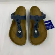 Birkenstock New w/ Box Gizeh Braided Navy Oiled Leather Regular Select Size