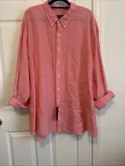 Ralph Lauren Shirt Mens 4XB Pink Classic Fit Smart Dress Long Sleeve Button Up