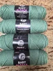 Lot of 4 Peruvian Baby Alpaca Yarn 400g Total Green