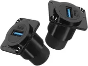 UKCOCO 2pcs Straight Panel Socket Panel Adapter Front Panel Adapter Open Hole Socket Waterproof Cable Pass Through Bulkhead Connector Port Panel Adapter Kit Black Metal