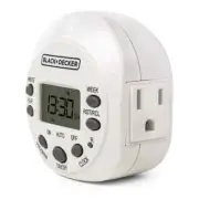 BLACK+DECKER Light Timers, Programmable, Indoor, 1-Pack-Digital Timer Outlet
