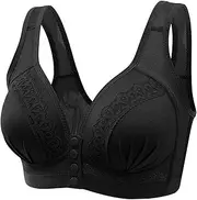 [Generic] T Back Sports Bras for Women Women Sexy Lace Front Button Shaping Cup Shoulder Strap Large Size Underwire Bra No Wire Push up Bra