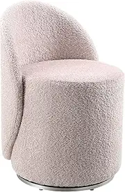 OSP Home Furnishings Lystra Swivel Barrel Vanity Chair with Textured Boucle Fabric, Dusty Rose