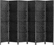 Artiss Room Divider, Folding Wooden Privacy Portable Screen Shelf Dividers Partition Wall Screens Home Pet Child Indoor Balcony Bedroom Furniture, Separator Water-Resistant Black