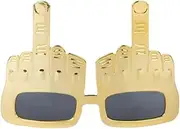 Middle Finger Eyeglasses, Novelty Golden Party Glasses, Funny Masquerade Photo Booth Party Glasses for Adults Teens Kids (Gold)