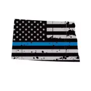 Distressed Thin Blue Line North Dakota State Shaped Subdued US Flag Sticker