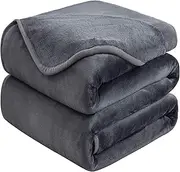 HOZY Soft Blanket King Size Fleece Warm Fuzzy Throw Blankets for The Bed Fluffy Lightweight 350GSM Dark Grey 90 108
