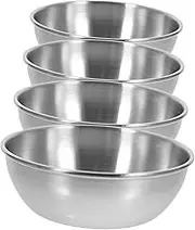 Didiseaon 4pcs Stainless Steel Seasoning Dishes Round Flavor Bowls for Dipping Sauces Appetizer Plates for Hot Cold Foods for Kitchen Use