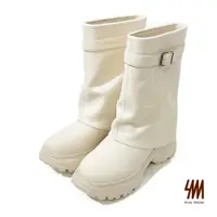 在飛比找蝦皮商城優惠-SM 個性時髦中筒厚底靴(米白色)