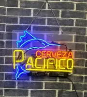 Cerveza Pacifico Swordfish Beer Acrylic 20"x16" Neon Light Sign Lamp Real Glass