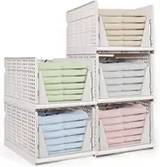 X-Large Stackable Plastic Storage Basket for Closet Organization (5 Pack)