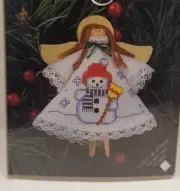 NIP! Snowman Angel Ornament Counted Cross Stitch Kit by DMC
