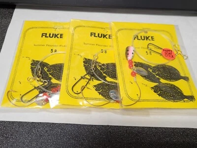 3 NJ Hand Tied English Hook w/RAINBOW Spinner/Beads Fluke/Summer Flounder Rig