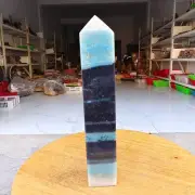 635g Trolleite Crystal Tower Point Obelisk Natural Rare Blue Quartz Healing Z754