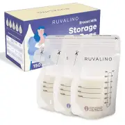 150 Count Breastmilk Storage 6 oz Bags for Freezer Self Standing Lay Flat Spout