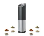 Salt and Pepper Grinder, Electric Pepper Grinder Salt Ginder, Battery Operated Sea Salt Grinder Adjustable Coarseness - Silver