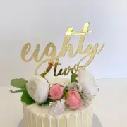 Acrylic Gold 'eighty two' Cake Topper 82nd Birthday Party Decorations Supplies