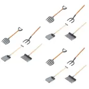 3 Count Mini Farm Tool Set Dollhouse Tools Rake Child Work Miniature Garden Kit