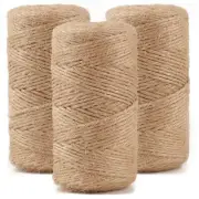 984 FT Natural Jute Twine, Twine String, 3ply Thin Ribbon Hemp Twine (3 Roll)