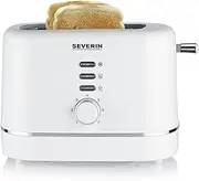SEVERIN Automatic toaster, for 2 slices of bread, stainless steel bread slices centerer, heat up and defrost function, adjustable browning level, automatic shutdown, 850 W, white, KA 4324