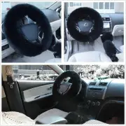Long Plush Fluffy Natural Wool Car Steering Wheel Hand Brake Gear Knob Cover (for: Kia)