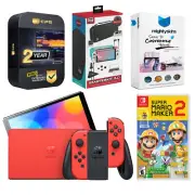 Nintendo Switch OLED Mario RED Edition + Mario Maker 2 + Accessory Gamer Kit