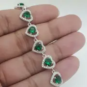 10.20CT Round Cut Simulated Emerald Bracelet 925Silver White Gold Plated