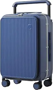 [mixi] Luggage Wide Handle Luxury Design Rolling Travel Suitcase PC Hardside with Aluminum Frame Spinner Wheels, Striped Sapphire Blue, 24-inch