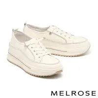在飛比找Yahoo奇摩購物中心優惠-休閒鞋 MELROSE 美樂斯 簡約日常閃鑽彈性鞋帶牛皮厚底