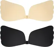 [Wekofi] Women's Deep V Plunge Adhesive Backless Strapless Invisible Bra Breast Lift