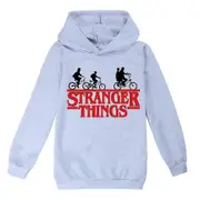 Unbrand Stranger Things Theme Teens Casual Hoodies Long Sleeve Hooded Sweatshirt Pullover Tops Grey 13-14 Years