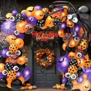 126 Pcs Halloween Balloon Garland Arch Kit, Eye Balloons with Spider Web, Bat...