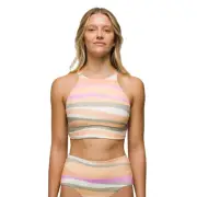 prAna Size M Orange Waves Sun Shade Swim Top Cutout Back Swimsuit Beach OS41
